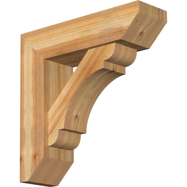 Ekena Millwork Olympic Slat Rough Sawn Bracket w/ Offset Brace, Western Red Cedar, 8"W x 28"D x 28"H BKT0806X28X28OLY06RWR - main